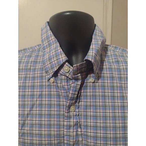 Ralph Lauren Shirt Mens Large L Blue Gray Plaid Button Up  100% Cotton Stretch - Picture 4 of 11